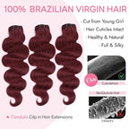 Clip in Hair Extensions Real Human Hair Body Wave 99J Burgundy Clip in 100% Brazilian Remy Human Hair Extensions 8pcs Per Set with 18 Clips Double Weft 22 Inch 110g/3.6oz