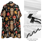 Men Women Adults Floral Owls Fall Leaves Mushroom Hair Dressing Gown Cape, Extra Large Hairdressing Apron for Barber Salon, Easy Clean