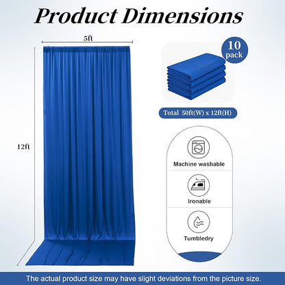 50ft x 12ft Wrinkle Free Royal Blue Backdrop Curtains - Image 6