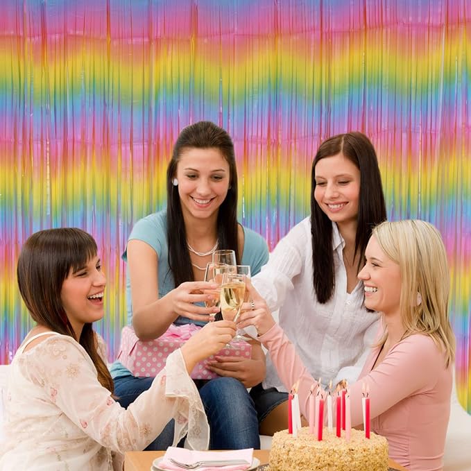 PIGETALE Pastel Rainbow Foil Fringe Curtains - Image 2
