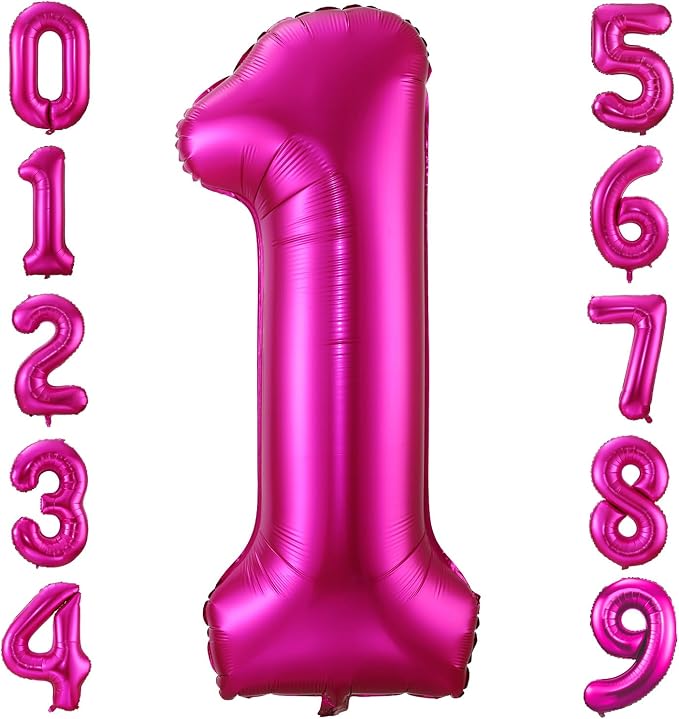 1 Balloon Number Hot Pink 1 Birthday Balloon 40 inch Foil Mylar Large 1 Balloon by BBPOOL