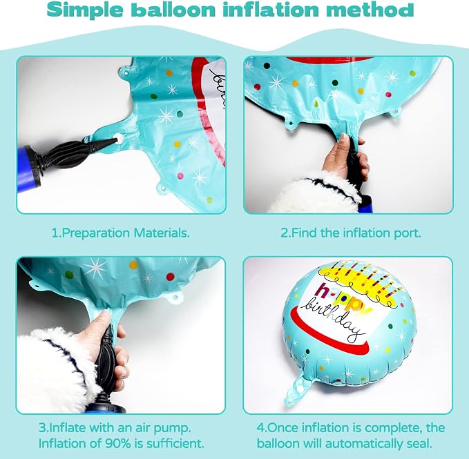 24 Pcs Happy Birthday Foil Balloons 18 inch Round Helium Floating Mylar Balloon - Image 7