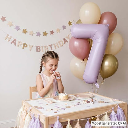 Cream Purple Number 7 Balloon 40 Inch, Foil Numeral - Image 2