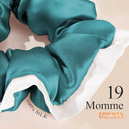 DAISYSILK Pure Mulberry Silk Hair Scrunchie for Women Gentle No-Crease Silk Hair Tie Smooth Elastic Ponytail Holder (Peacock Blue)