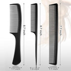 3 Pieces Rsiynax Professional Teasing Comb, Premium Black Carbon Fiber Hair Comb Set for Cutting and Styling, Fine and Wide Tooth Hair Barber Combs for Women and Man