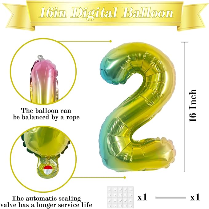 TONIFUL Number Balloon 16 Inch 10 Pcs Colorful 0-9 Birthday Number Balloons | - Image 2