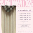 PINKPEARL Clip in Hair Extensions Real Human Hair, 14 Inch 120g 7pcs Human Hair Extensions Clip In, #8/60/18 Balayage Ash Brown to Platinum Blonde and Ash Blonde(#8/60/18-14)