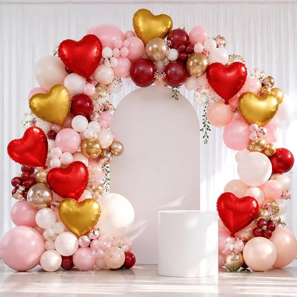 TONIFUL 15 Pack 18 Inch Matte Red and Gold Heart Foil Balloons – Mylar Heart - Image 5