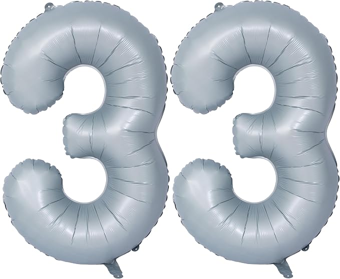 40 In Matte gray Number Balloon Helium Foil Mylar Birthday Balloon Digit 33 | by Exquisitehighqualitypartydecorationstomeetyoureveryneed%EF%BC%81