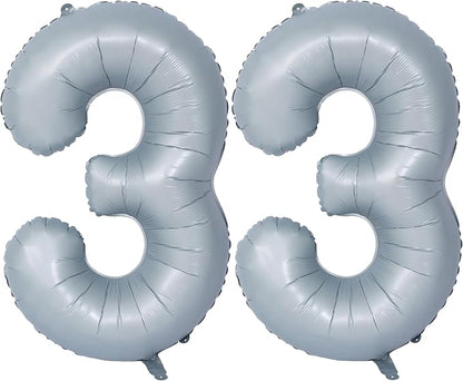 40 In Matte gray Number Balloon Helium Foil Mylar Birthday Balloon Digit 33 | by Exquisitehighqualitypartydecorationstomeetyoureveryneed%EF%BC%81