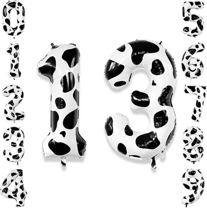 40 Inch Cow Print Number 13 Balloon Set, Giant Black and White Foil Number by Unknown