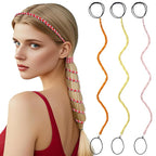 3 Packs Ponytail Holders Hair Ties for Women, Spiral Pony Tails Elastic Braided Hair Holders for Gym Swimming Sports (3pcs25"colorful39)