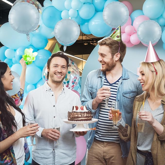 20PCS Round Shaped Foil Balloons, 18 Inch Round Foil Balloon, Retro Blue Round - Image 4