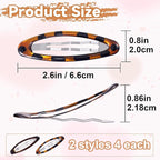 8 Pcs Hair Metal Barrettes for Women, Oval Large Barrettes, Small Snap Hair Clips for Women, Flat Non Slip Large Hair Clips (Black & Tortoise)