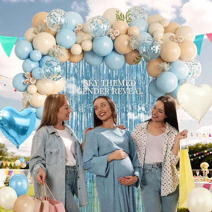 Light Blue Nude Sand White Balloons Arch Kit, Boy Baby Shower Balloons | 157 - Image 4
