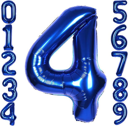 40 Inch Navy Blue Big Number 4 Balloon 0-9 Large Helium | Royal Blue 4th Foil by SULALABOO
