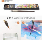 Nicpro 8 PCS Professional Watercolor Brushes, Extended Needle Point Brush Set, Sable Watercolor Brushes with Synthetic Extra Long Tip for Fine Detailing - Watercolor Acrylic Gouache Inks Painting