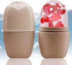 XHJRI Ice Face Roller Massager,Ice Cube Roller for Face, Eyes and Neck Naturally Conditioning and Skin Care,De-Puff Eye Bags,Reduce Migraine Pain,Reusable Massage Silicone Ice Mold (New Coffee)