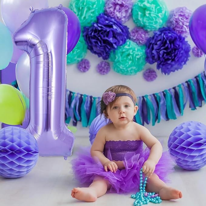 Purple Number 1 Balloon 40 Inch, Big Large Foil Helium Number Balloons - Image 4