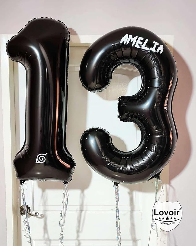 Black 13 Number Balloons, 40 Inch Giant Number 13 Balloons Foil Mylar Helium - Image 4