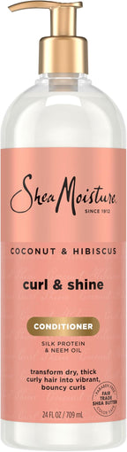 Shea Moisture Curl & Shine Conditioner Coconut & Hibiscus, for Thick, Curly Hair, to Moisturize & Soften, 24 oz