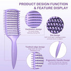 Curly Hair Brush & Curl Defining Brush – Easily Detangles Knots with Less Pulling – Styles Wet or Dry Hair, Tames Frizz for All Curl Types (Pruple)