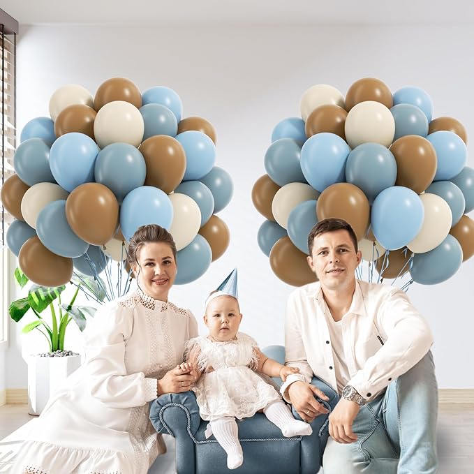 60pcs Blue and Brown Balloons 12inch - Image 5