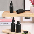 2oz Glass Dropper Bottle,Preety Texture Tincture Bottles with Precise Scales Eye Droppe,for All Kinds Of Mixed Liquids,Leak-Proof Design for Easy Travel (Black Frosted-48Pack)
