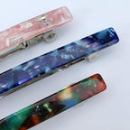 Long French Hair Barrettes 4 Inch Large Hair Clips for Women Thick Hair Automatic Clasp Clamp Pins Resin Nonslip Grip Ponytail Holders, Stylish Hair Accessories Blue Green Pink 3 Pack