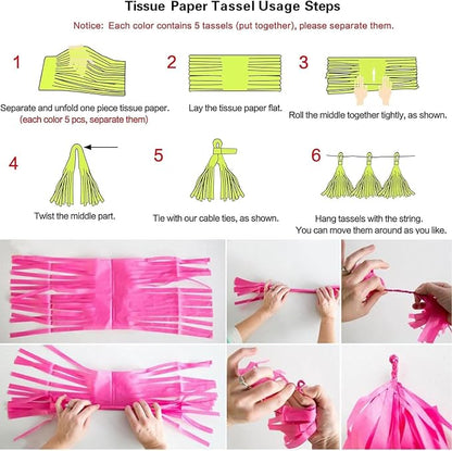 We Moment Green Blue and Light Blue Tissue Paper Tassels Party Tassel Garland - Image 5