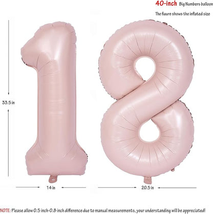 40 In Matte Pink Number Balloons Helium Foil Mylar Balloon Party Digital 18 | - Image 2