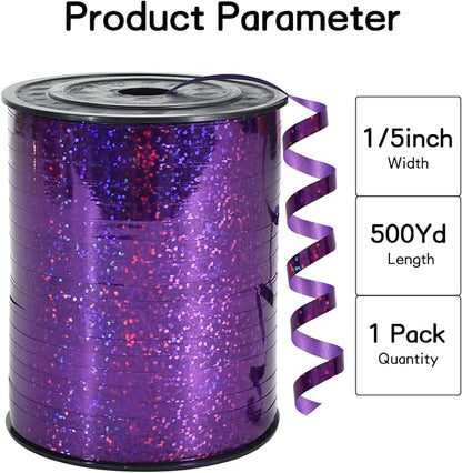 BEISHIDA 500 Yards Purple Crimped Curling Ribbon Shiny Metallic Balloon String - Image 2