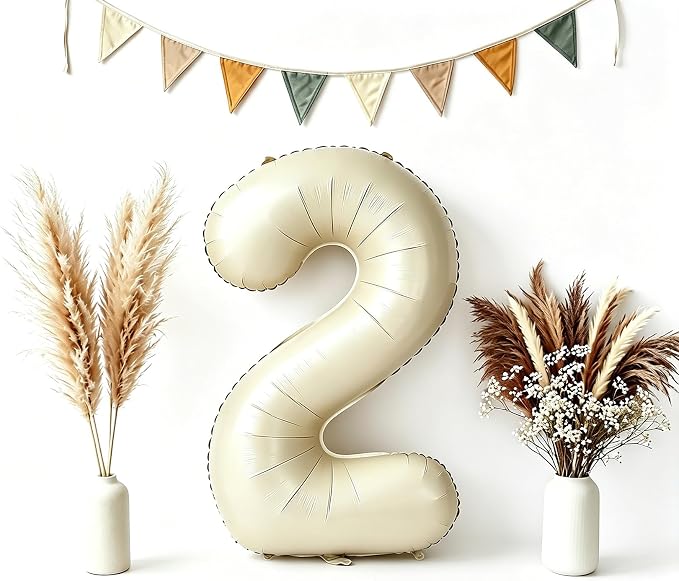 CARGEN 40 Inch Creamy White Number 2 Balloon Boho Neutral Party Decoration | by CARGEN