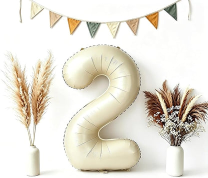 CARGEN 40 Inch Creamy White Number 2 Balloon Boho Neutral Party Decoration | by CARGEN