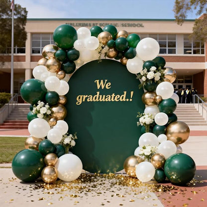 Emerald Green White Gold Balloons Arch Kit, Double Stuffed, Party. | - Image 7