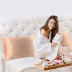 uxcell 2 Pack Silk Satin Pillowcase for Hair and Skin, Cool, Silky, Soft Breathable Pillow Cases Standard Size 20x26 Inch Sateen Pillowcase Champagne with Envelope Closure