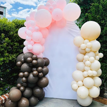 Pink and Brown Balloons Light Pink Coffee Brown Beige Balloons 12inch White - Image 2