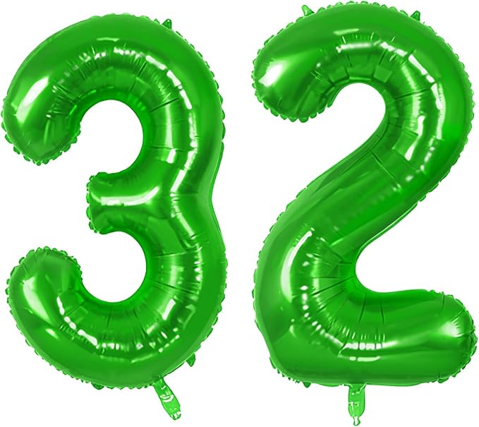 Number 32 Balloons for 32nd Birthday Party Decorations, 0-100 Large No.32 by Joycard