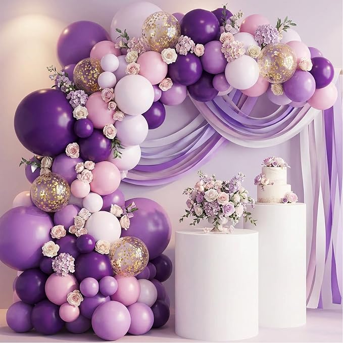 RUBFAC Dusty Purple Balloons 129pcs Different Sizes Pack of 18 12 10 5 Inch | - Image 5