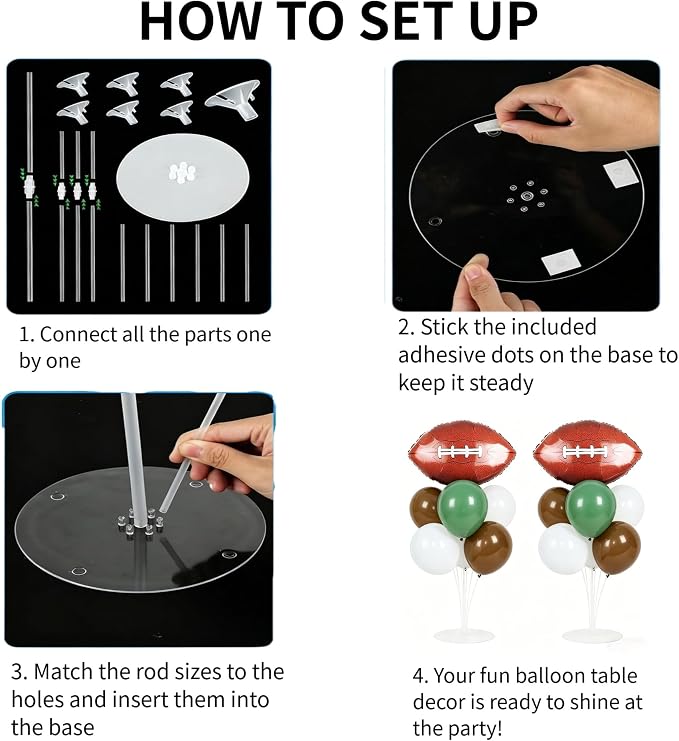 Football Party Balloons Stand Kit 2 Sets, Rugby Ball Foil Balloon Table - Image 7