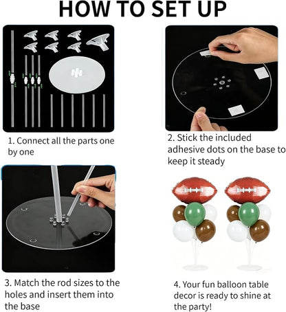 Football Party Balloons Stand Kit 2 Sets, Rugby Ball Foil Balloon Table - Image 7