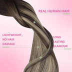 YoungSee Tape in Hair Extensions Human Hair Balayage Tape in Hair Extensions Dark Brown with Ash Blonde Balayage Hair Extension Tape-in Natural-Looking Haifor Girl 16In 20pcs 50g