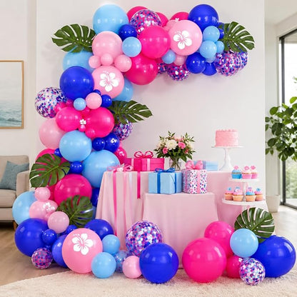Pink and Blue Balloons, 12 Inch Royal Blue Hot Pink Confetti Balloons - Image 4