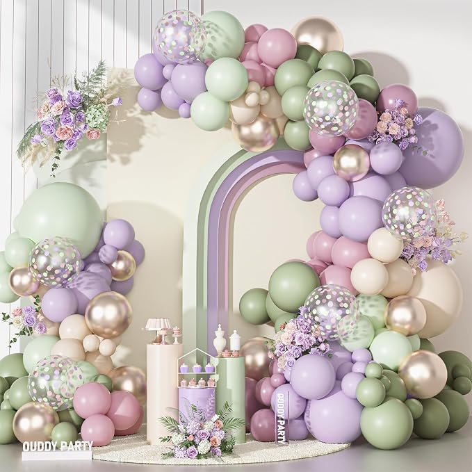 Ouddy Party Dusty Green Purple Pink Arch Garland Kit 18 12 10 5 Inch | by OuddyParty