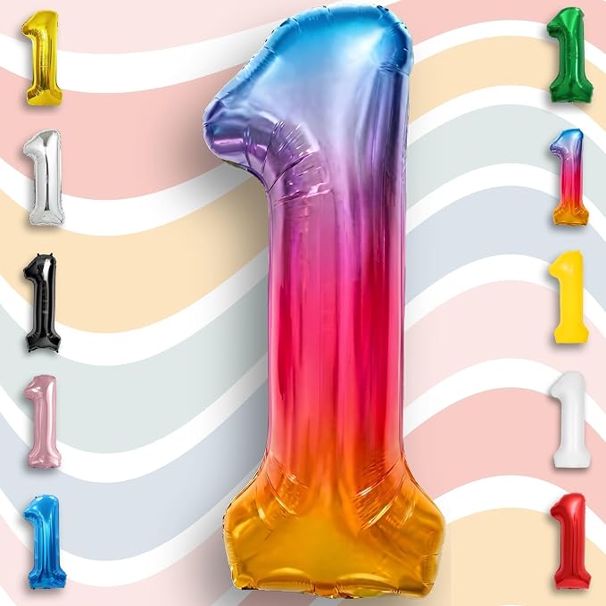 Rainbow Number Balloons 1 Mylar Foil 40 Inch - Image 6