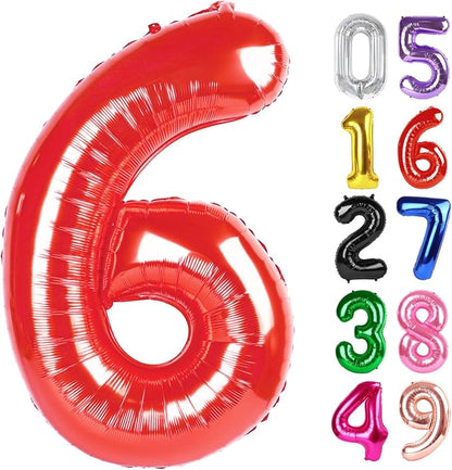 Red Number 6 Balloon 40 Inch, 6th Birthday Party Decorations Men Women | Foil by IWERP