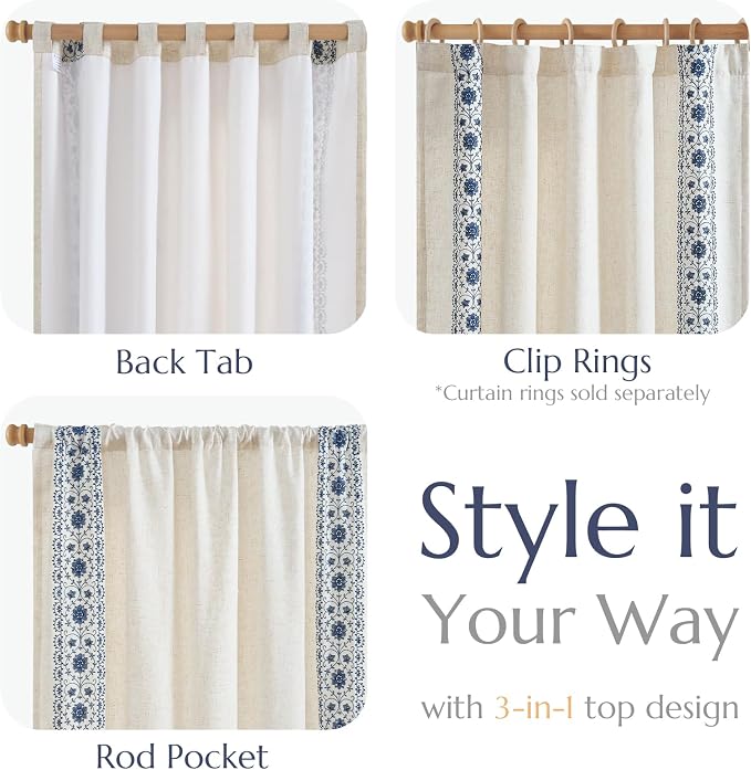 jinchan Floral Linen Curtains - Image 6