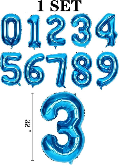 10 Pcs Number Balloons 32 Inch Blue 0-9 Number Mylar Foil Balloons Blue Custom - Image 2