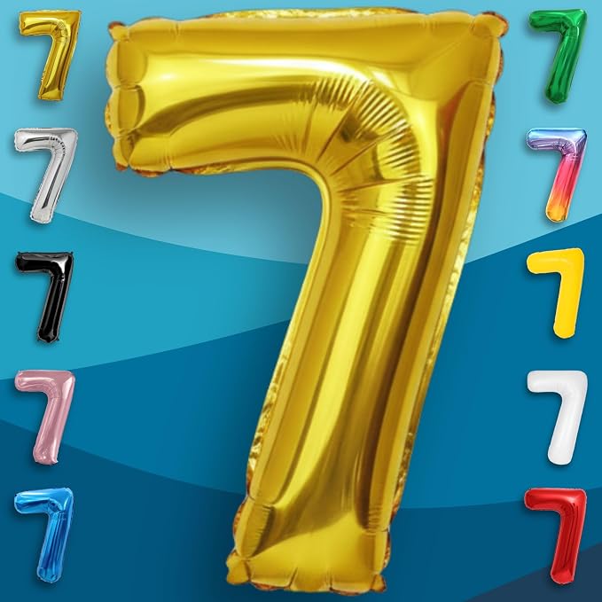 Gold Number Balloon 7 Mylar Foil Balloons 32 inch - Image 3