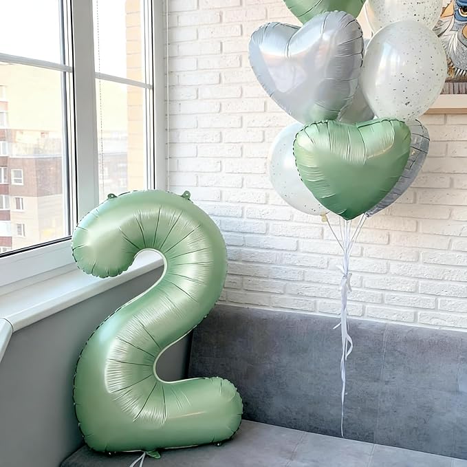 40" Olive green Number Balloon Helium Foil Mylar Balloon Birthday Digital 7 | - Image 5